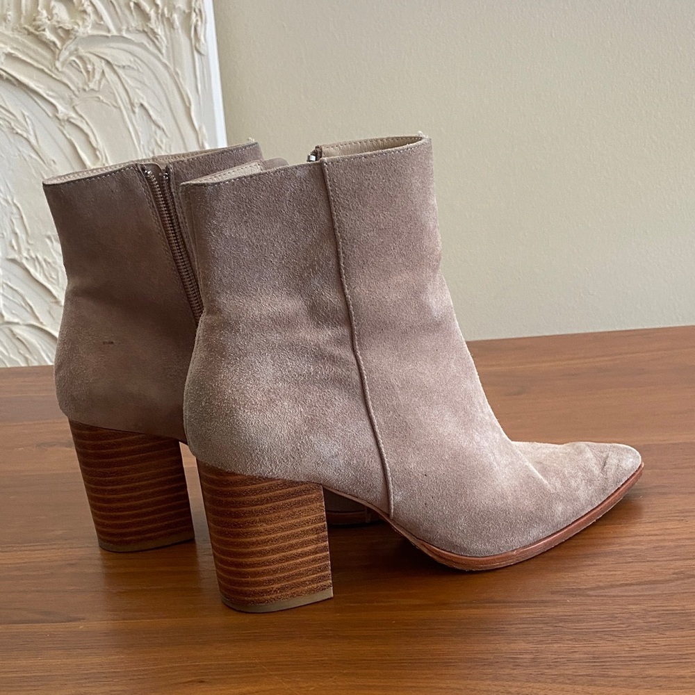 RAYE Taupe Suede Ankle Booties